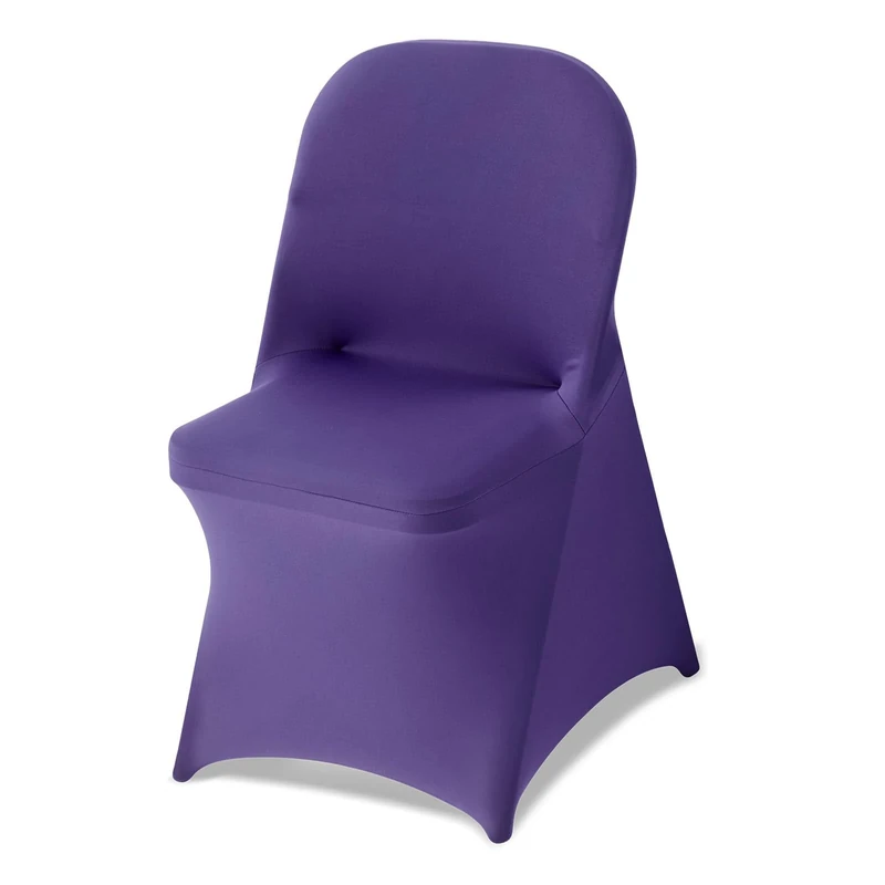 VEVOR 50 Pcs Purple Chair Covers, Polyester Spandex Chair Cover, Stretch Slipcovers for Wedding Party Dining Banquet Flat-Front Chair Covers, Fits Chair Measures up to 17.72 x 18.11 x 30.31 inch