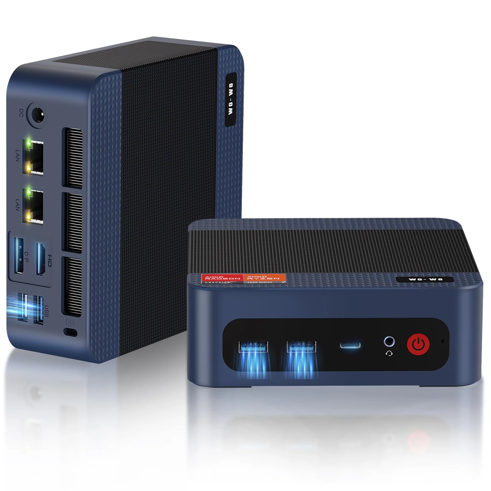 wo-we P8 Gaming Mini PC, AMD Ryzen 5 7640HS; 32GB DDR5 RAM; 1TB PCIe 4.0 NVMe. SSD, Radeon 760M mini computer(6C/12T, up to 5.0 GHz), Dual NIC 2.5GbE LAN WIFI6E/BT5.2, USB4 Triple display