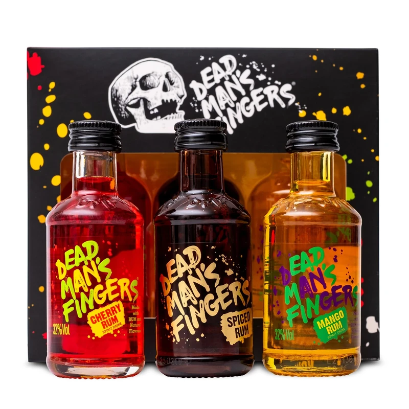 Dead Mans Fingers Rum Gift Set - Spiced, Cherry & Mango Flavoured, Mini Alcohol Bottles x3 5cl - Rum Miniatures, Birthday Gifts for Men, Dad Gifts, Boyfriend, Valentines Day