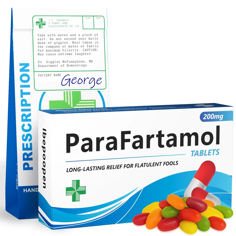 ParaFartamol Sweets, Valentines Day Gifts for Him, Rude Funny Male Birthday Gift for Dad, Grandad, Father, Man - Xmas Joke Pills, Tablet Box Prank Present for Boyfriend, Novelty Quirky Gag