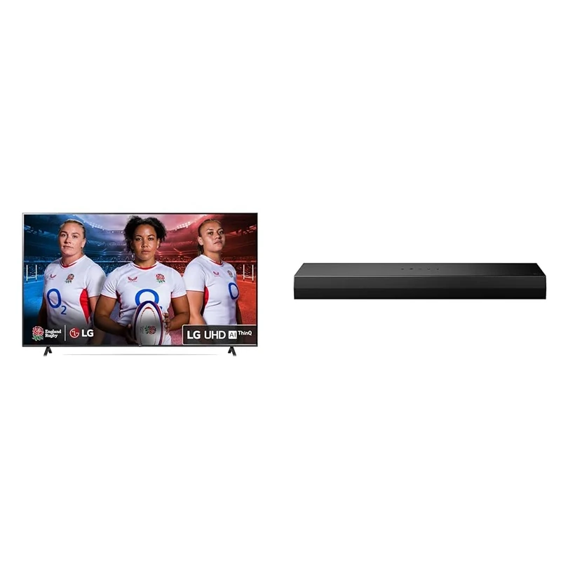 LG 86UR78006LK (2023) 86-Inch Ultra HD HDR Smart TV bundle with US20A Bluetooth Soundbar 2.0 Channel