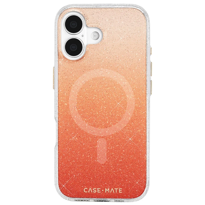 Case-Mate iPhone 17 Case [Compatible with MagSafe] - Stylish Sparkly Phone Case with 12ft Drop Protection - Premium Magnetic Cover for iPhone 17 - Twinkle Orange Ombre
