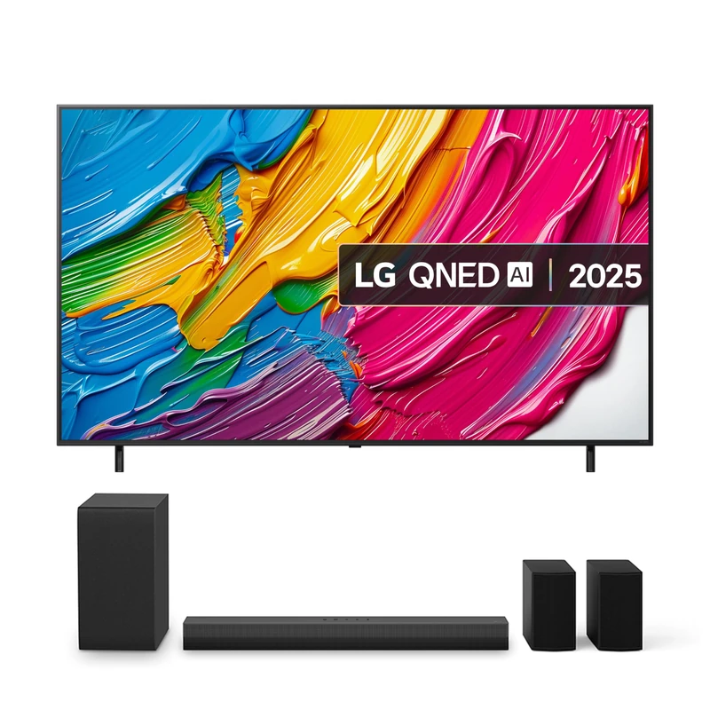 LG 75QNED80A6A (2025) 75-Inch QNED AI 4K UHD HDR Smart TV bundle with US40TR Bluetooth Soundbar 4.1 Channel (Wireless Subwoofer)