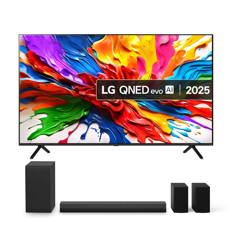 LG 55QNED92A6A (2025) 55-Inch MiniLEDevo AI 4K UHD Smart TV bundle with US40TR Bluetooth Soundbar 4.1 Channel (Wireless Subwoofer)