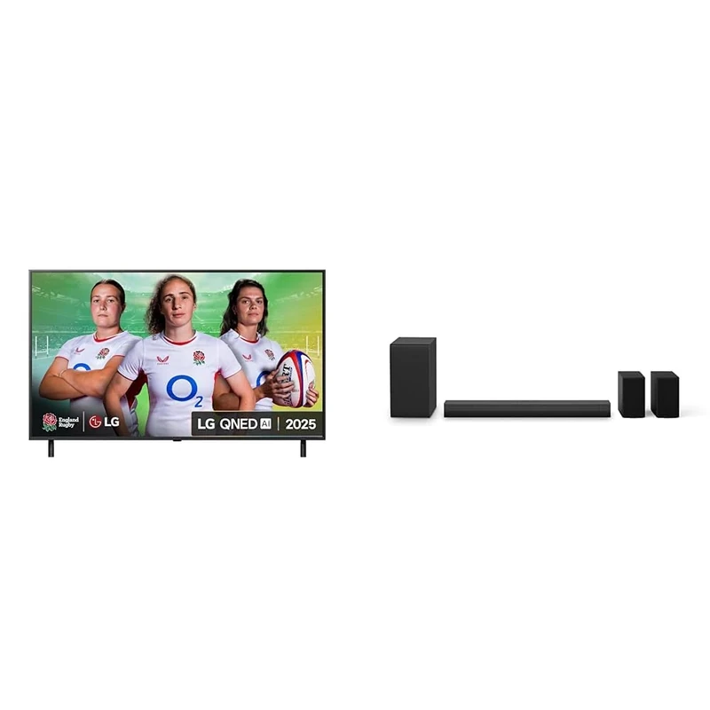 LG 55QNED80A6A (2025) 55-Inch QNED AI 4K UHD HDR Smart TV bundle with US40TR Bluetooth Soundbar 4.1 Channel (Wireless Subwoofer)