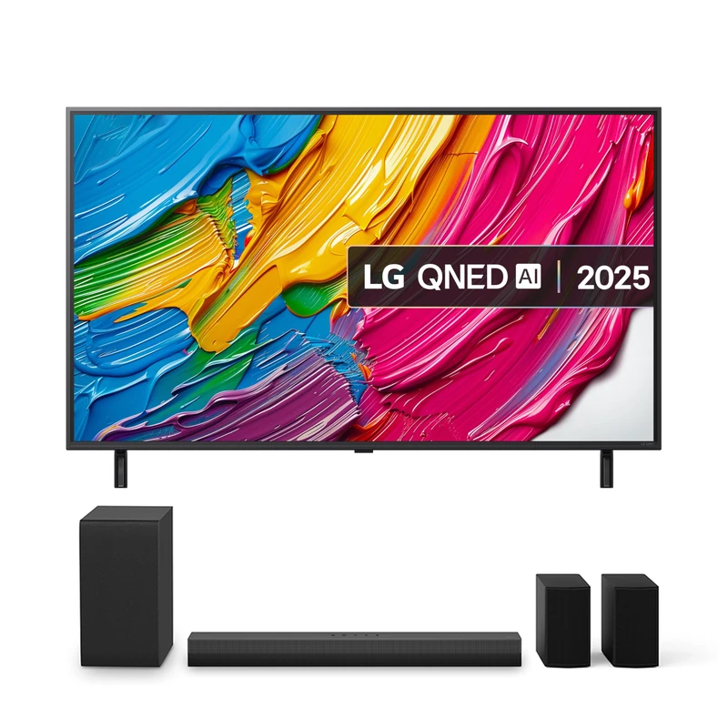 LG 50QNED80A6A (2025) 50-Inch QNED AI 4K UHD HDR Smart TV bundle with US40TR Bluetooth Soundbar 4.1 Channel (Wireless Subwoofer)