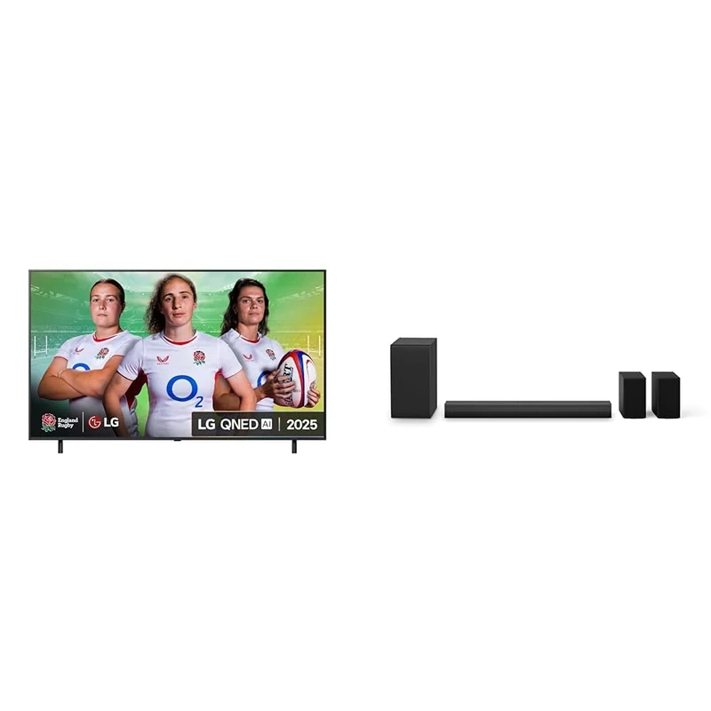LG 65QNED80A6A (2025) 65-Inch QNED AI 4K UHD HDR Smart TV bundle with US40TR Bluetooth Soundbar 4.1 Channel (Wireless Subwoofer)