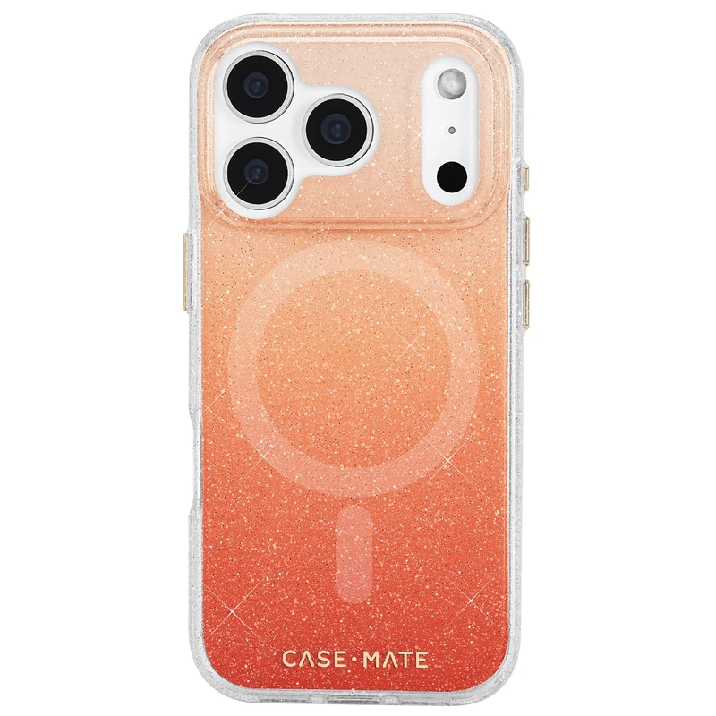 Case-Mate iPhone 17 Pro Case [Compatible with MagSafe] - Stylish Sparkly Phone Case with 12ft Drop Protection - Premium Magnetic Cover for iPhone 17 Pro - Twinkle Orange Ombre