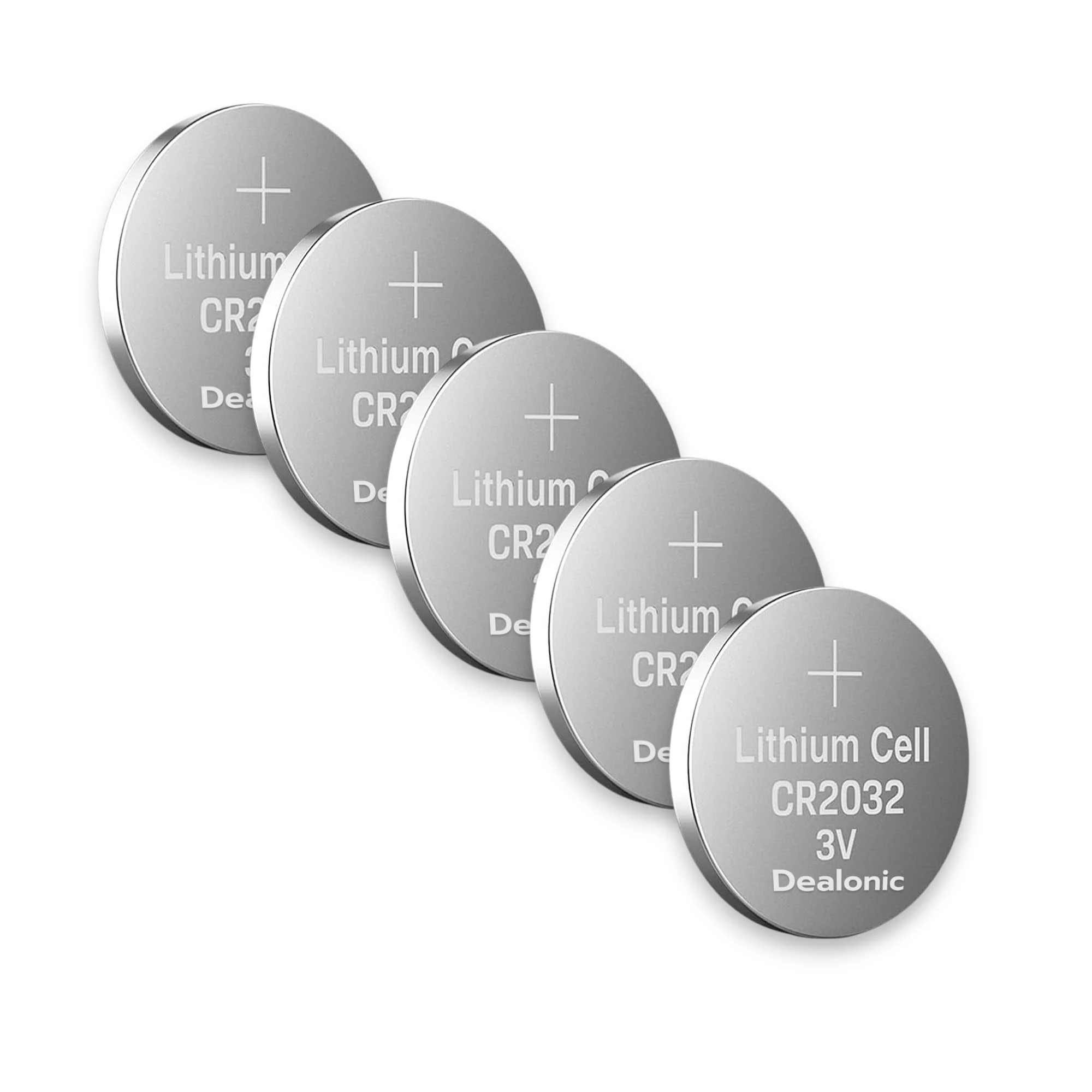 CR2032 3V Lithium Coin Cell Battery Pack of 5 DEALONIC® High Capacity Button Cell for Key Fobs, Watches, Remotes, Scales, LED, Sensors, AirTag-style Devices, DL2032 / BR2032 / 5004LC Compatible