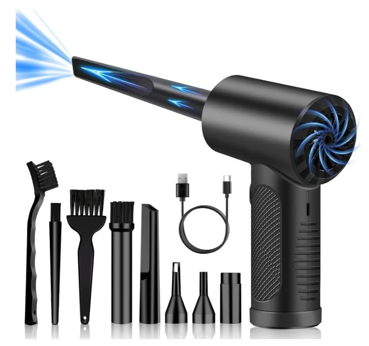 Compressed Air Duster, Keyboard Cleaner - Replace Compressed Canned Air - Portable Electric Air Duster Reusable Rechargeable Air Blower for Computer Keyboard Electronics Pet House - 91000RPM / 7500mAh