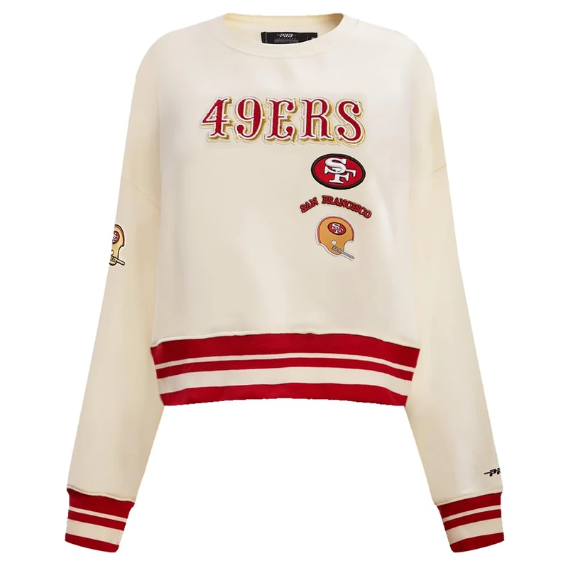 Pro Standard Women's NFL San Francisco 49Ers Retro Classics Crewneck Sweatshirt Eggshell/Red 2XL