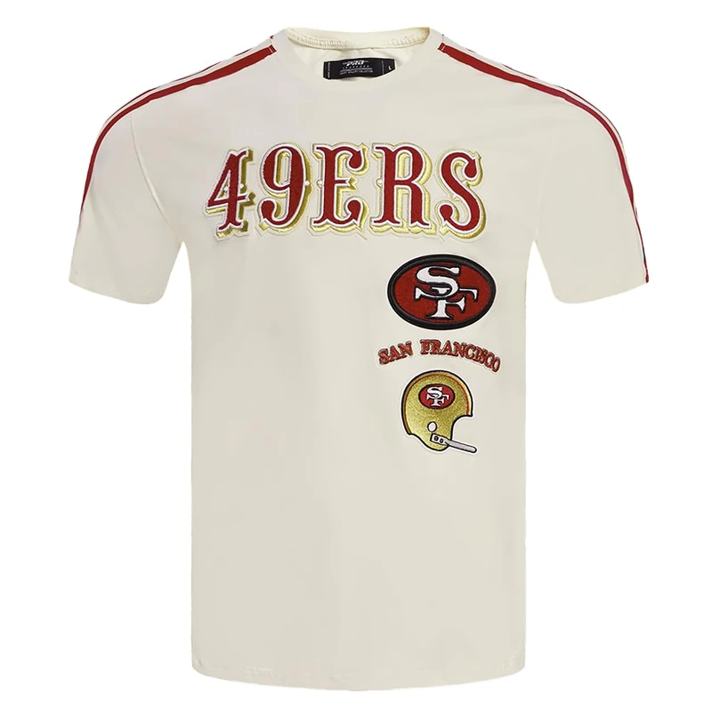 Pro Standard Mens NFL San Francisco 49Ers Retro Classics Taping Tee Eggshell/Red M