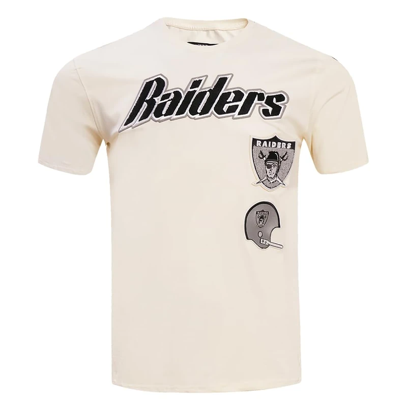 Pro Standard Mens NFL Las Vegas Raiders Retro Classics Taping Tee Eggshell/Black XL
