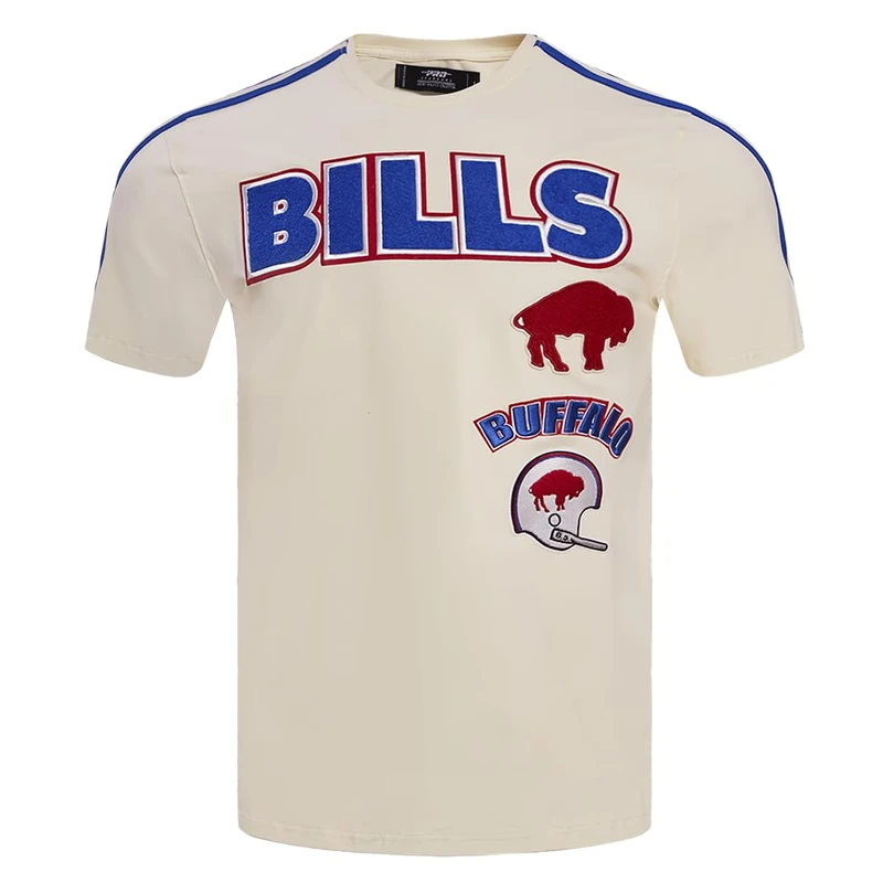Pro Standard Mens NFL Buffalo Bills Retro Classics Taping Tee Eggshell/Royal Blue L