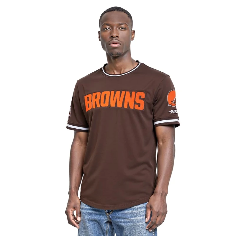 Pro Standard Mens NFL Cleveland Browns Classic Chenille Short Sleeve Tee Brown S