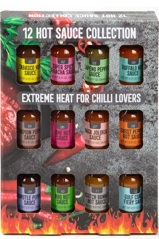 Hot Sauce Gift Set | 12 Bottles Chilli Hot Sauce Gift Sets for Men Women | Hot Ones Sauces | Christmas Gifts For Men Adult | Christmas Food Gifts for Men | Cooking Gifts Spicy Sauces Foodie Chef Gifts