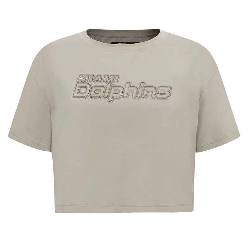 Pro Standard Womens NFL Miami Dolphins Neutral Short Sleeve Boxy Tee Taupe S