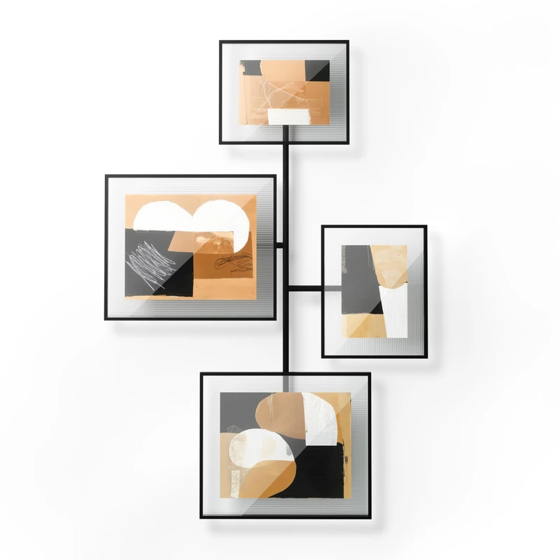 Umbra Flute Metal Wall Gallery Frame – Modern Black Multi-Photo Display for 2 (20 x 25 cm) & 2 (13 x 18 cm) Pictures - Image 1