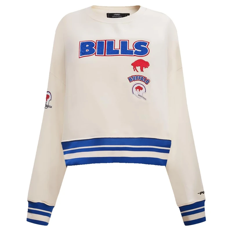 Pro Standard Womens NFL Buffalo Bills Retro Classics Crewneck Sweatshirt Eggshell/Royal Blue S