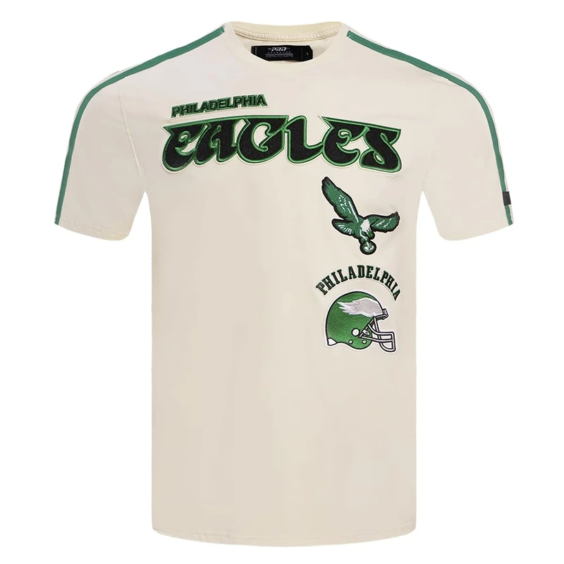 Pro Standard Mens NFL Philadelphia Eagles Retro Classics Taping Tee Eggshell/Kelly Green 2XL