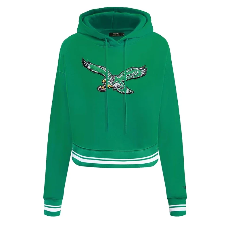 Pro Standard Womens NFL Philadelphia Eagles Retro Classics Cropped Pullover Hoodie Kelly Green M