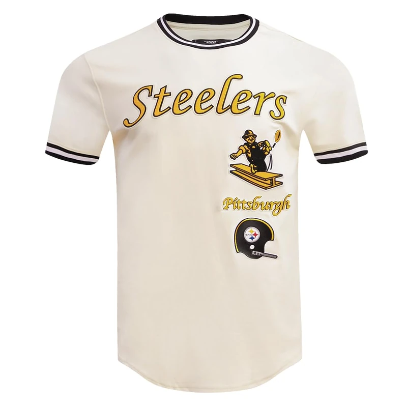 Pro Standard Mens NFL Pittsburgh Steelers Retro Classics Short Sleeve Tee Eggshell/Black S