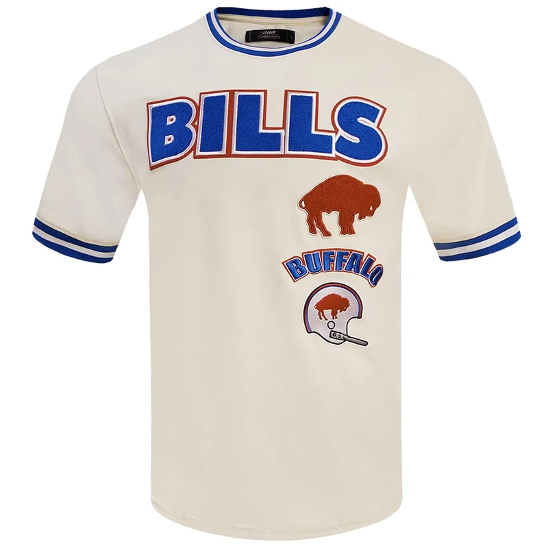 Pro Standard Mens NFL Buffalo Bills Retro Classics Short Sleeve Tee Eggshell/Royal Blue M