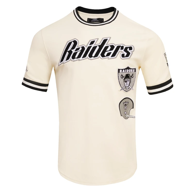 Pro Standard Mens NFL Las Vegas Raiders Retro Classics Short Sleeve Tee Eggshell/Black 2XL - Image 1