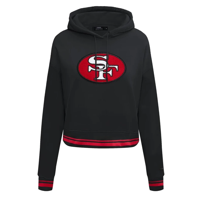Pro Standard Womens NFL San Francisco 49Ers Retro Classics Cropped Pullover Hoodie Black/Red/Black S