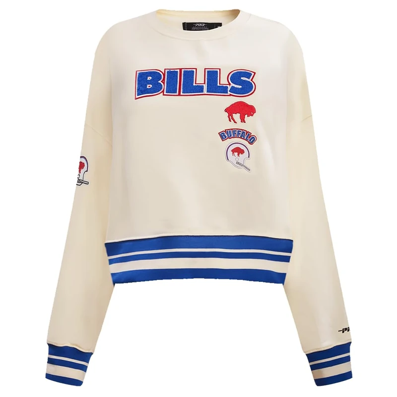 Pro Standard Womens NFL Buffalo Bills Retro Classics Crewneck Sweatshirt Eggshell/Royal Blue Xs