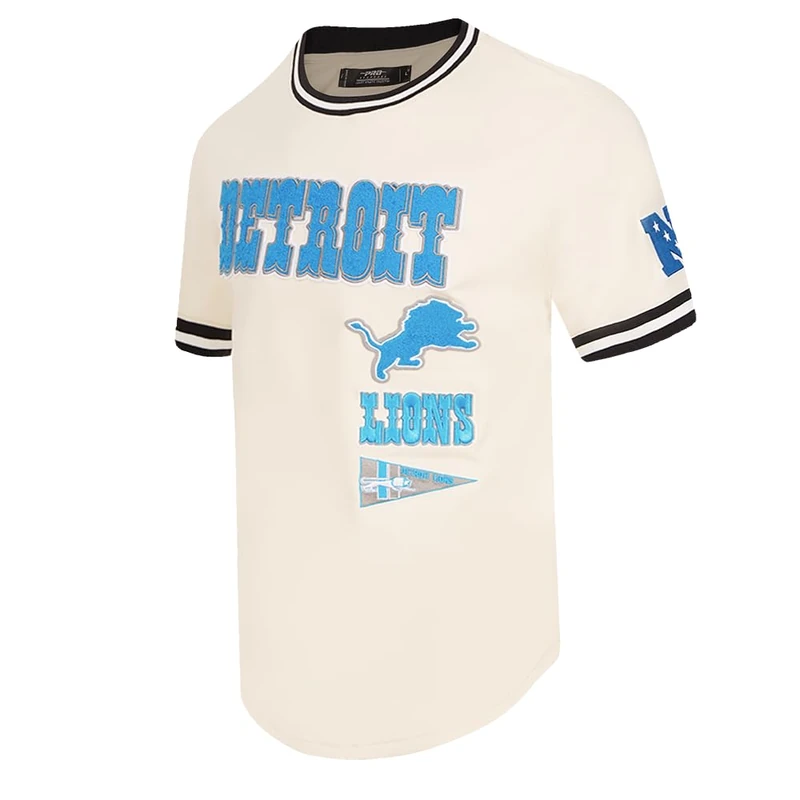 Pro Standard Men's NFL Detroit Lions Retro Classics Short Sleeve Tee Eggshell/Black 3XL