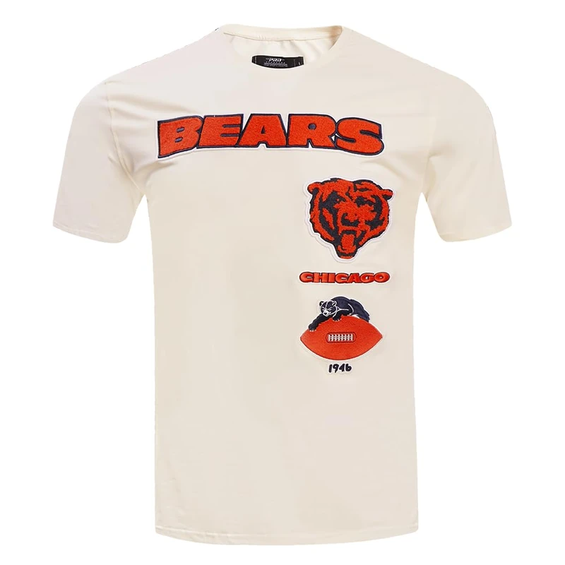 Pro Standard Mens NFL Chicago Bears Retro Classics Taping Tee Eggshell/Midnight Navy M