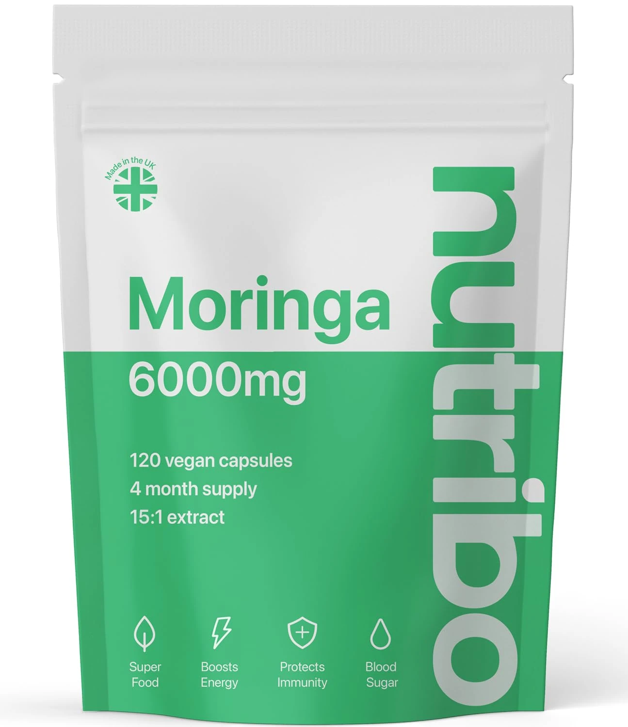 Moringa Capsules 6000mg - 4-Month Supply | 120 High Strength Rosabella Moringa Vegan Capsules | Pure Potent Moringa Leaf Extract - No Fillers, Binders or Additives | Made in The United Kingdom