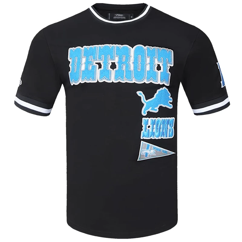 Pro Standard Mens NFL Detroit Lions Retro Classics Short Sleeve Tee Black L
