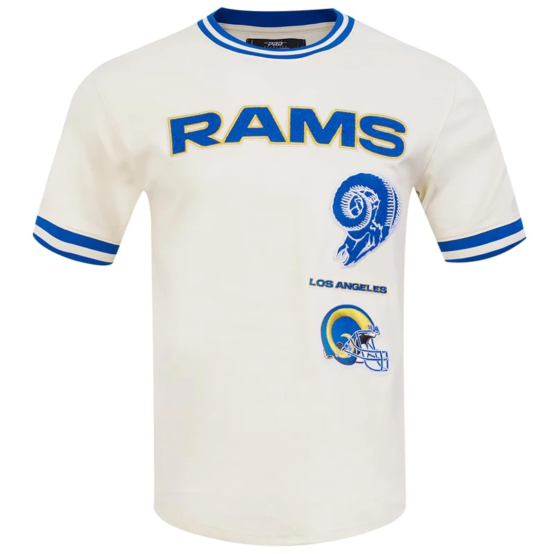 Pro Standard Mens NFL Los Angeles Rams Retro Classics Short Sleeve Tee Eggshell/Royal Blue S
