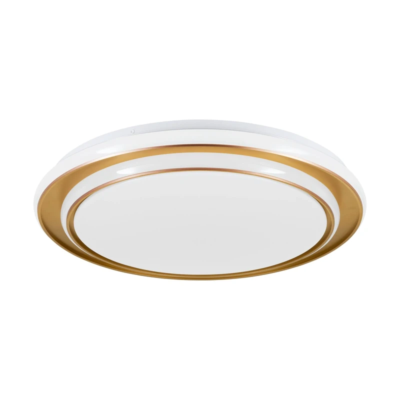 Eglo LED Ceiling Light Fixture Moschetta, Round with Remote, Hallway Flush Mount lamp, Bedroom Lighting, Metal Gold & White Plastic, Warm to Cool White, Ø 49 cm