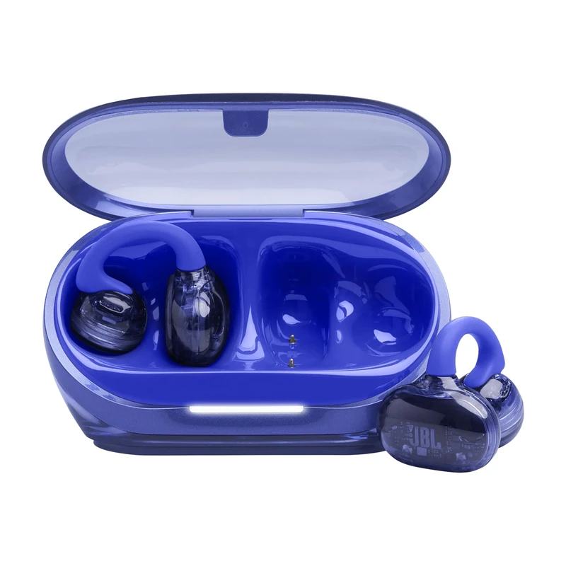 JBL Soundgear Clips True Wireless Open-Ear Headphones, SonicArc Design, Up to 32 Hours Total Playtime, 4 Beamforming Mics, IP54 Water & Dust-Resistant, JBL OpenSound Technology, Ghost Blue