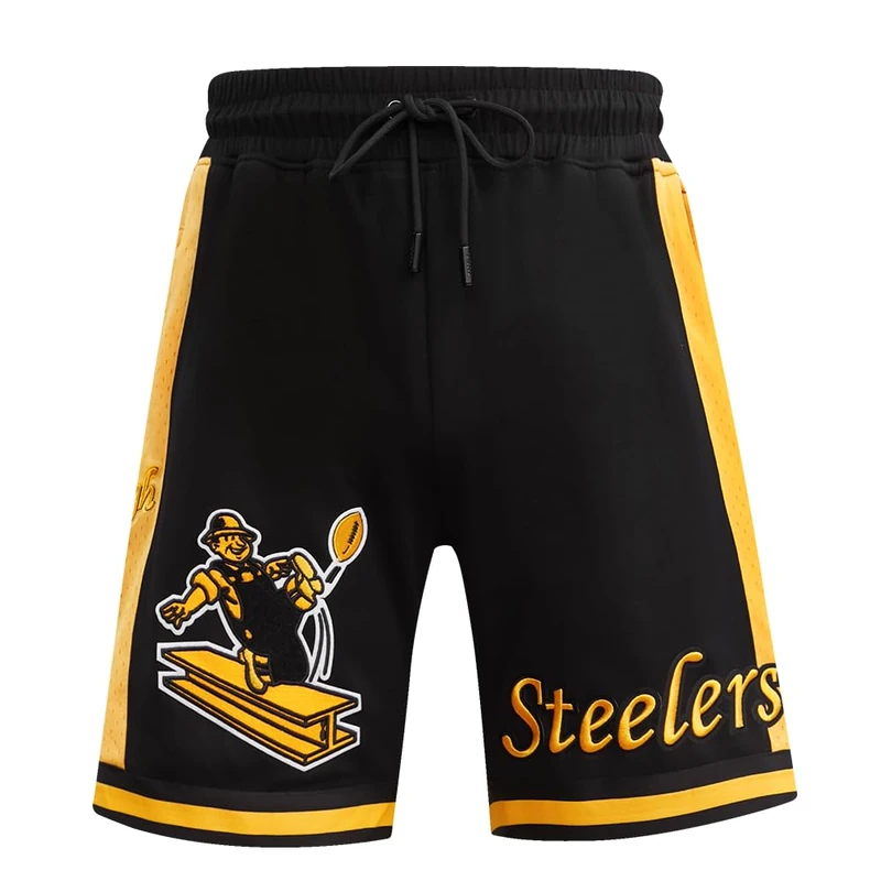 Pro Standard Mens NFL Pittsburgh Steelers Retro Classics Athletic Short Black/Yellow 2XL