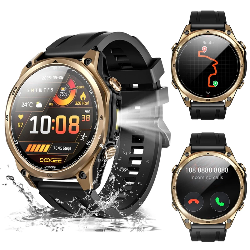 DOOGEE Anywise W1 GPS Smart Watches for Men, 6 Satellite Positioning, 50M Waterproof Fitness Tracker, 1.43'' AI Mens Smart Watch for Android Phone/iphone compatible,Answer/Make Call/12 Days Battery