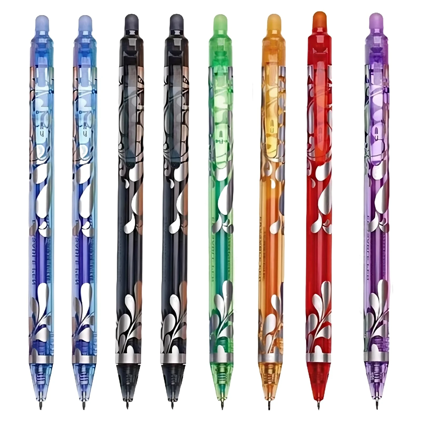 SiumPklay 8-Pack Click Erasable Pens Set - 0.5mm Fine Tip Erasable Pens for Smooth Writing (2 Black 2 Blue 1 Orange 1 Green 1 Purple 1 Red)-Perfect Gel Pens for Writing Coloring Office Us