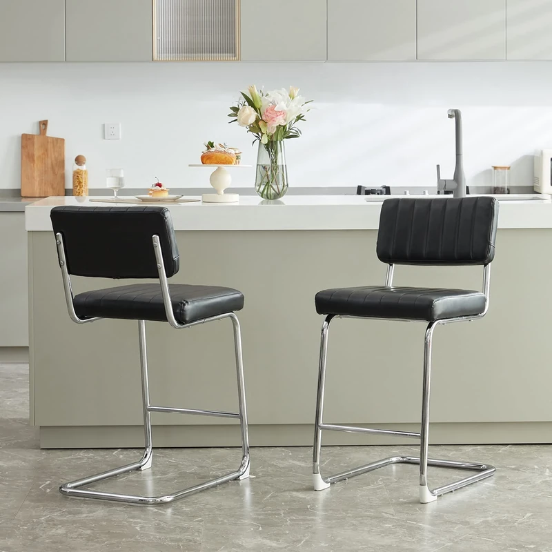 Farini 27 inch Modern Counter Height Bar Stools Set of 2,Barstools,Backrest Solid Metal Base, Chairs for Kitchen