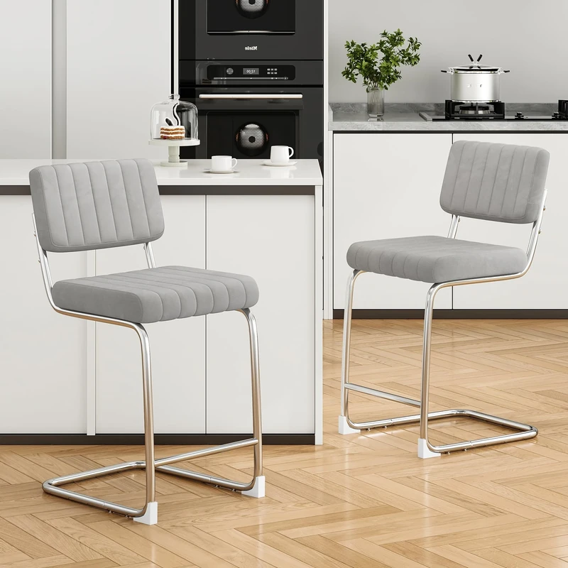 Farini 27 inch Modern Counter Height Bar Stools Set of 2,Barstools,Backrest Solid Metal Base, Chairs for Kitchen
