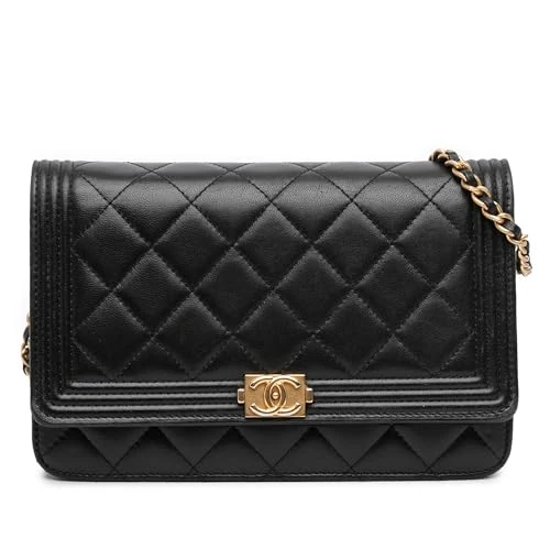 Chanel Pre-Loved Quilted Lambskin Boy Wallet On Chain Handbag Crossbody Bag