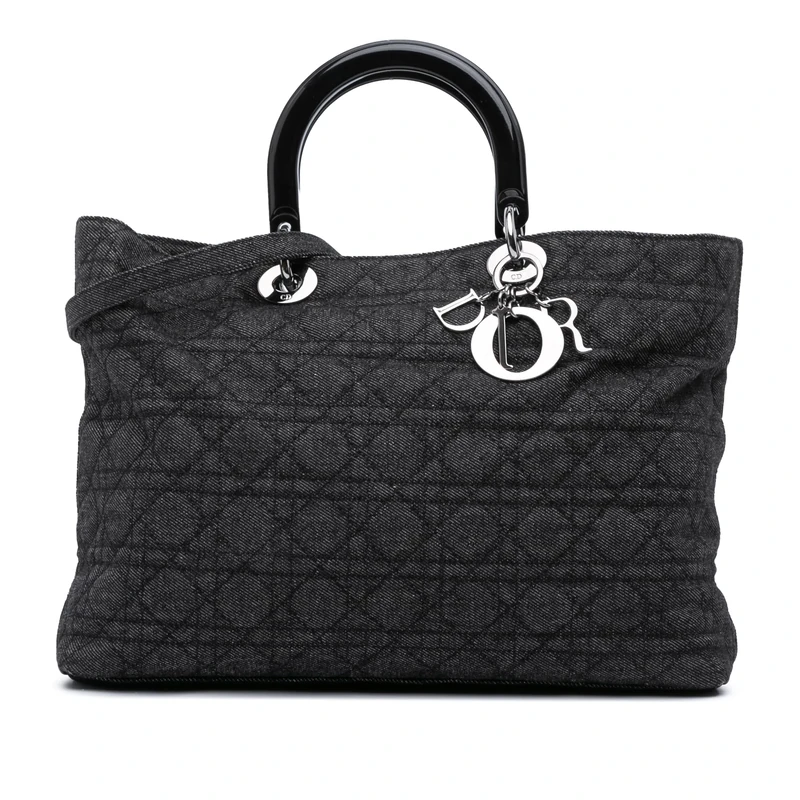 Dior Pre-Loved Extra Large Denim Cannage Lady Handbag