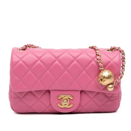 Chanel Pre-Loved Mini Rectangular Classic Lambskin Pearl Crush Single Flap Crossbody Bag