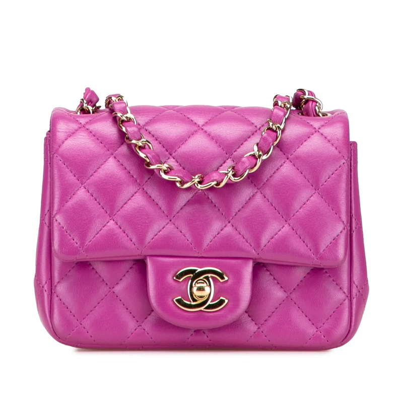 Chanel Pre-Loved Mini Square Classic Lambskin Single Flap Crossbody Bag