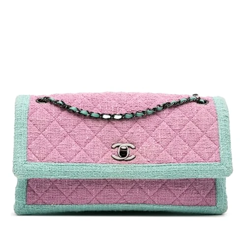 Chanel Pre-Loved CC Quilted Bicolor Tweed Flap Shoulder Bag