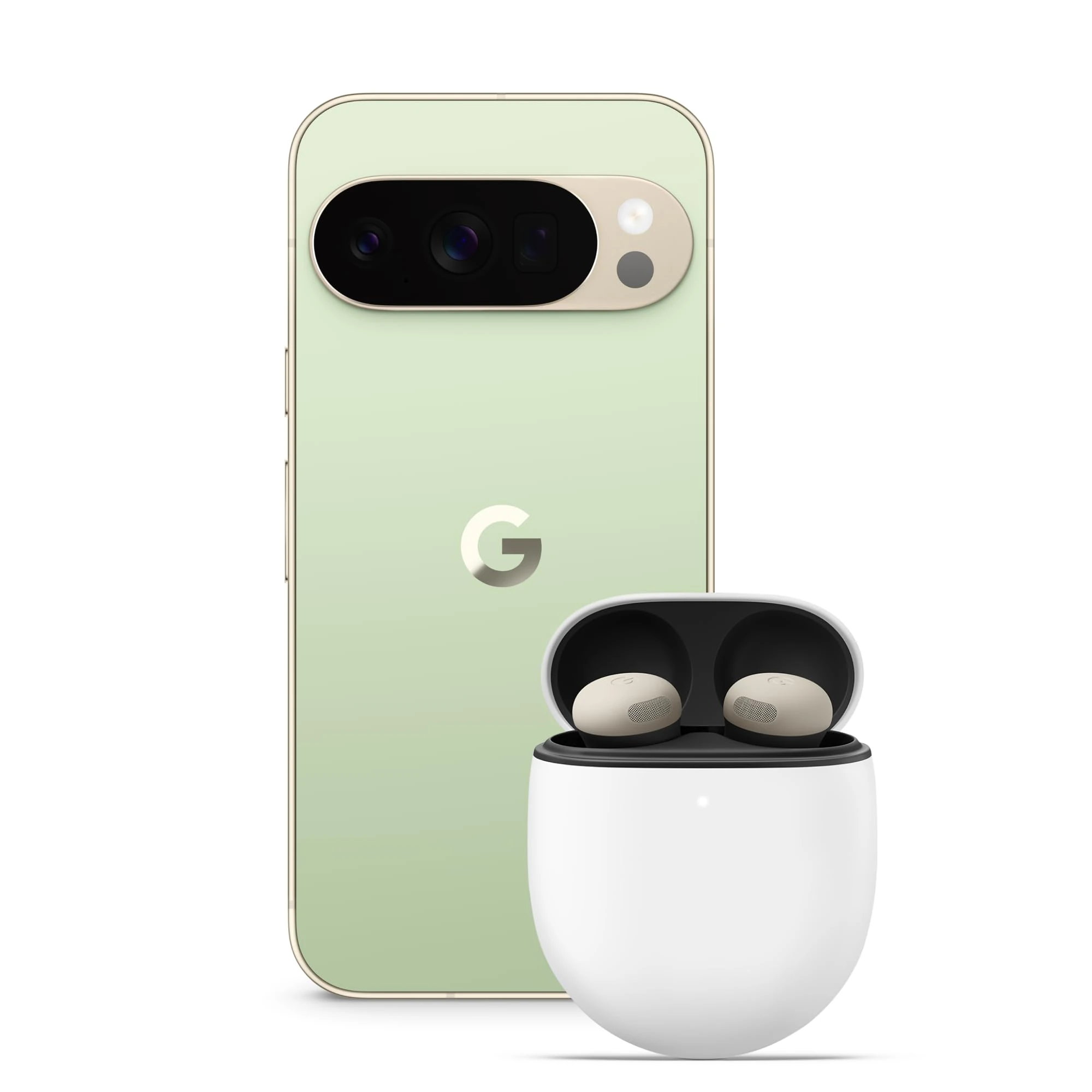Google Pixel 10 Pro - Unlocked Android Smartphone with Gemini, Triple Rear Camera System, 24+ Hour Battery and 6.3" Super Actua Display - Jade, 256GB + Buds Pro 2