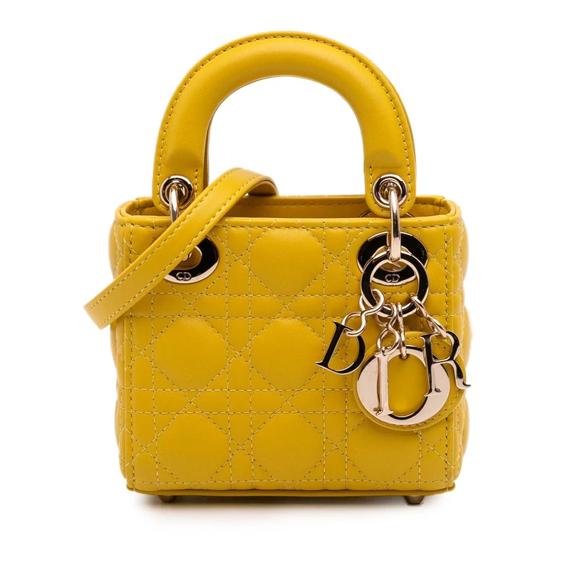 Dior Pre-Loved Micro Lambskin Cannage Lady Handbag