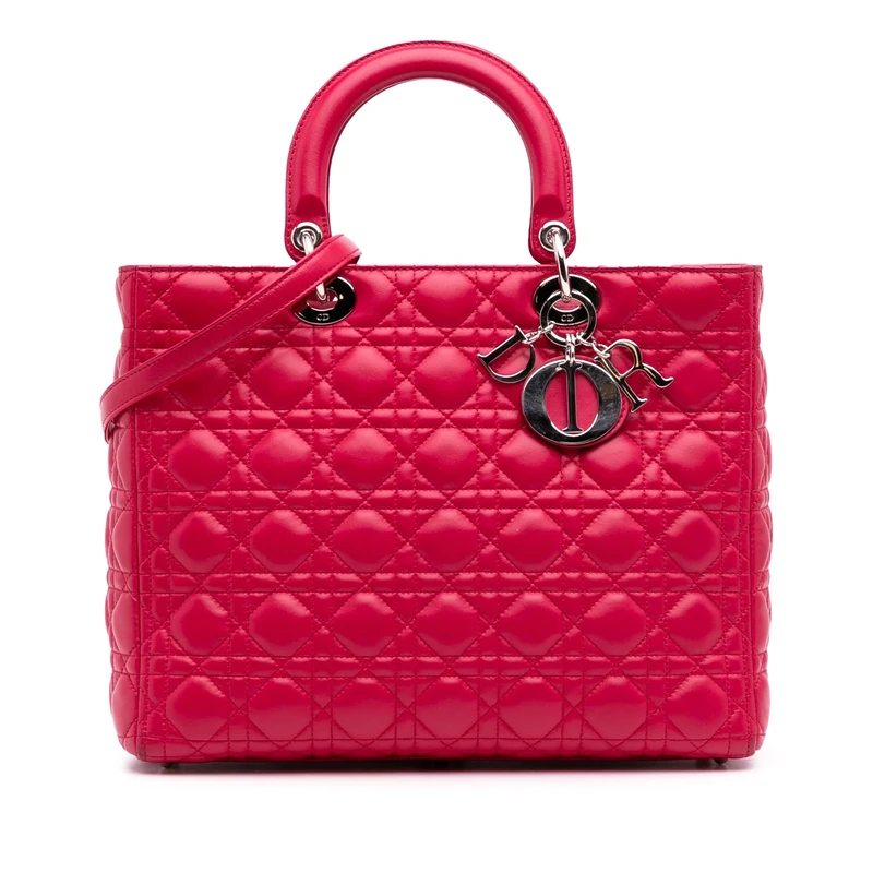 Dior Pre-Loved Large Lambskin Cannage Lady Handbag